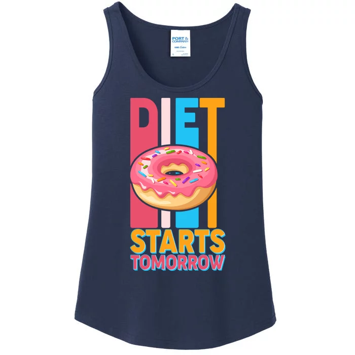 Funny Diet Starts Tomorrow Donut Love Ladies Essential Tank