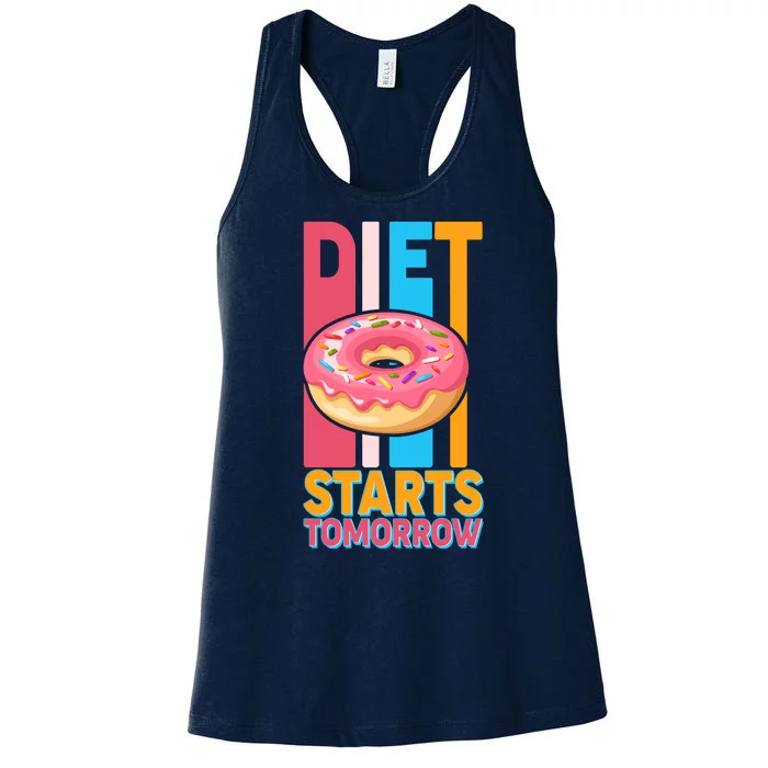 Funny Diet Starts Tomorrow Donut Love Women's Racerback Tank