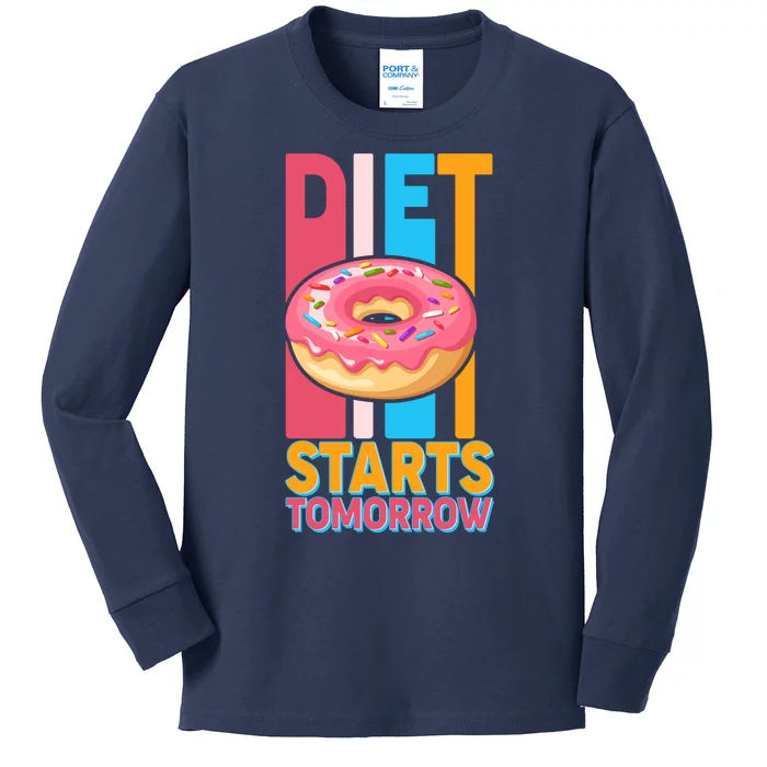 Funny Diet Starts Tomorrow Donut Love Kids Long Sleeve Shirt