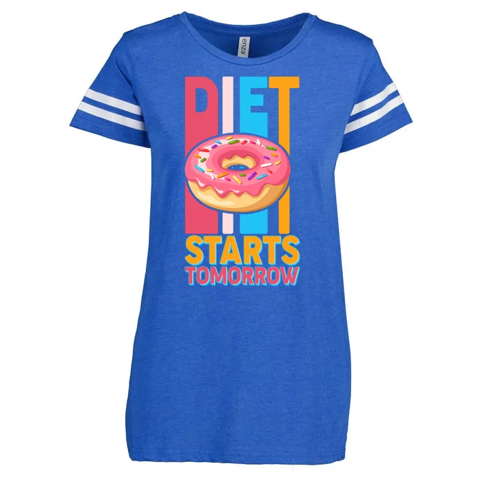 Funny Diet Starts Tomorrow Donut Love Enza Ladies Jersey Football T-Shirt