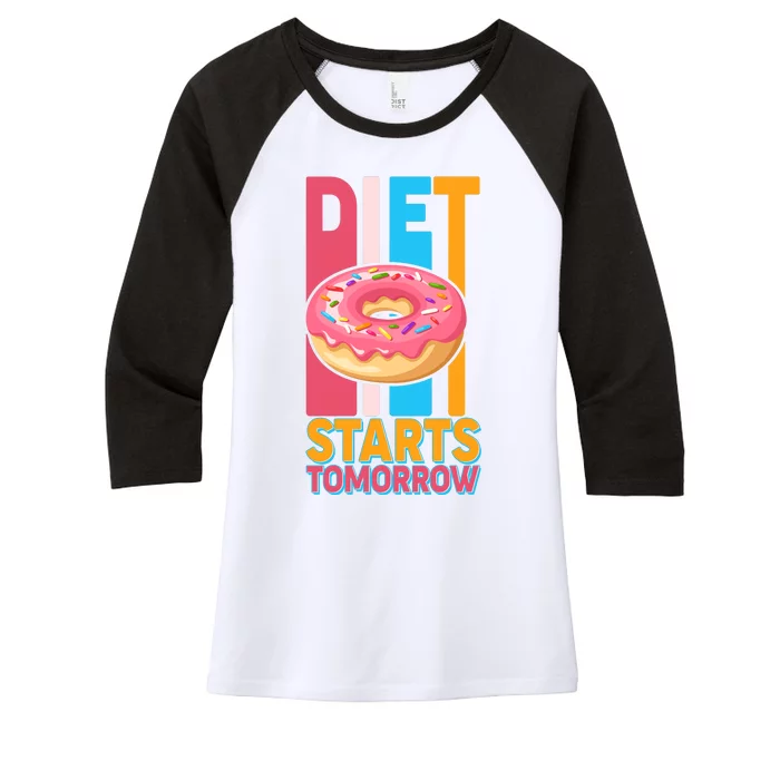 Funny Diet Starts Tomorrow Donut Love Women's Tri-Blend 3/4-Sleeve Raglan Shirt