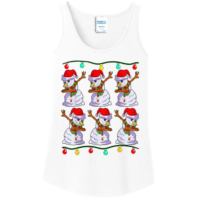 Festive Dabbing Snowman Holiday Decor Ladies Essential Tank