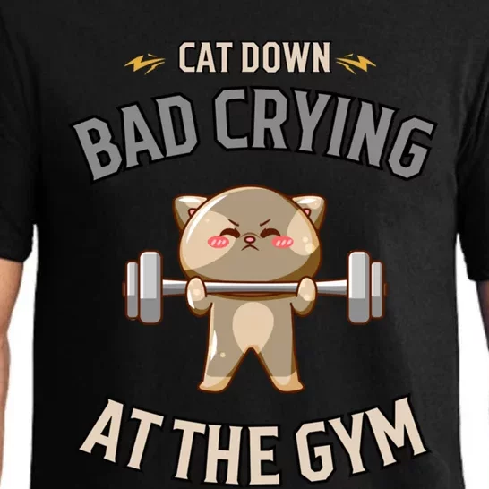 Funny Dog Saying Down Bad Crying At The Gym Sports Cool Gift Pajama Set