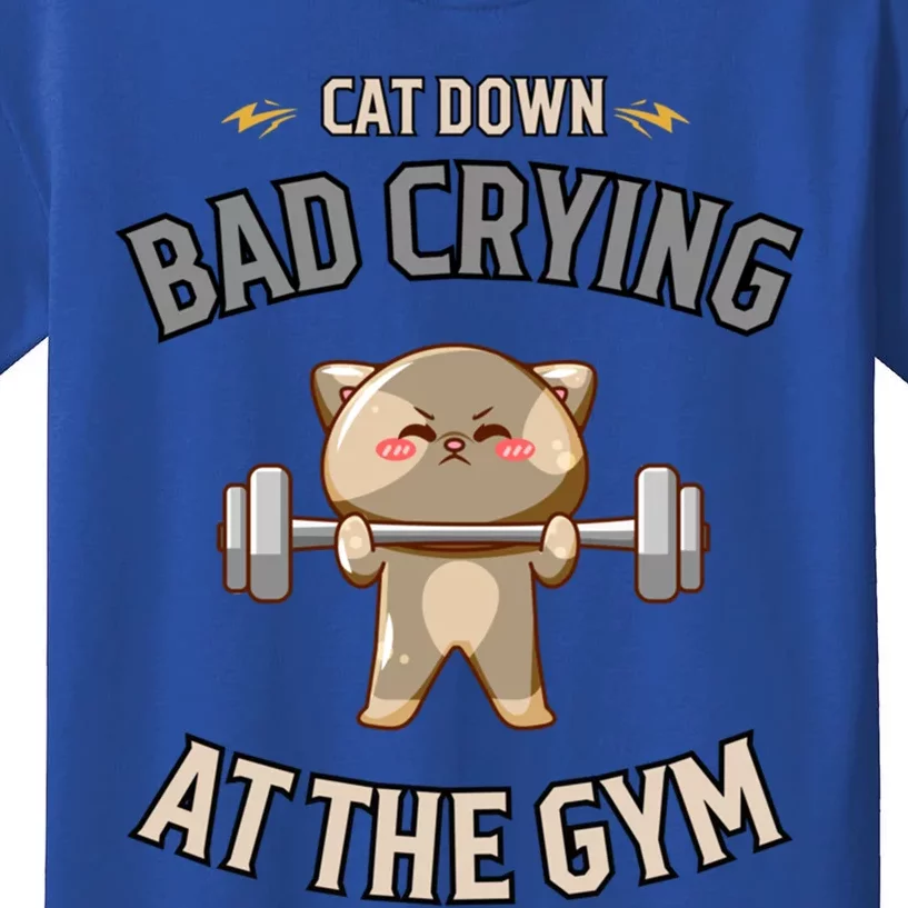 Funny Dog Saying Down Bad Crying At The Gym Sports Cool Gift Kids T-Shirt