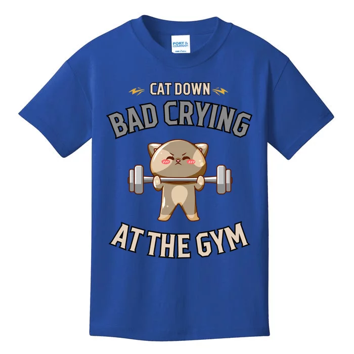 Funny Dog Saying Down Bad Crying At The Gym Sports Cool Gift Kids T-Shirt