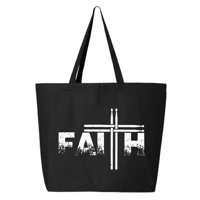 Faith Drum Stick Cross Christian God Jesus Fun Drummer 25L Jumbo Tote