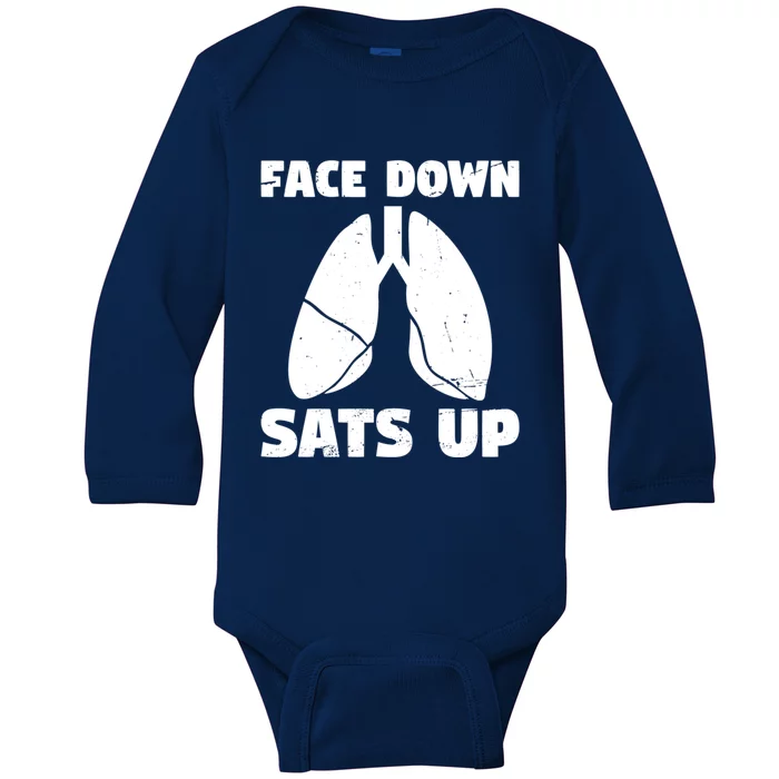 Face Down Sats Up Asthma Gift Baby Long Sleeve Bodysuit