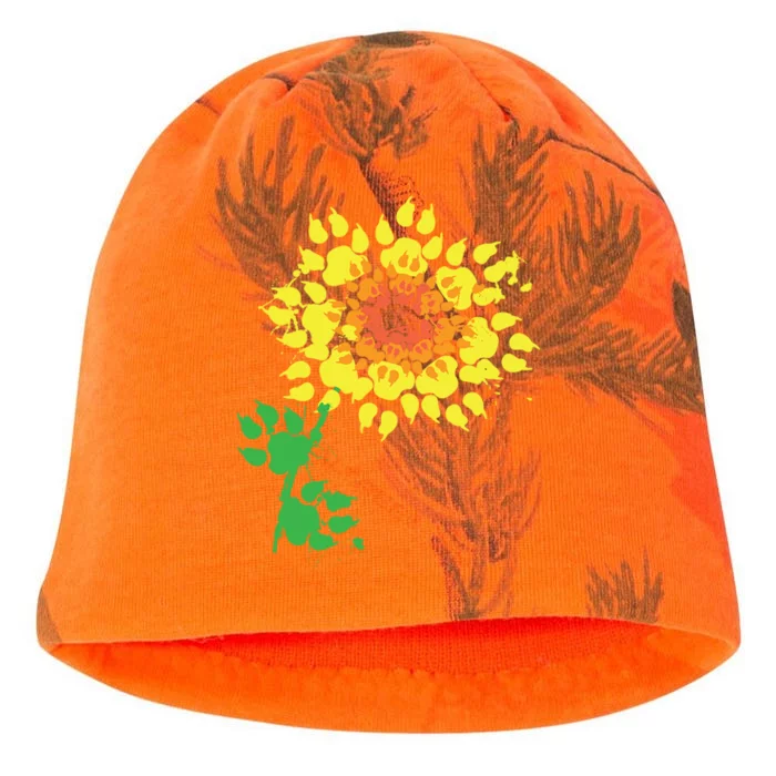 Funny Dog Sunflower Paw Print Gift Animal Lovers Great Gift Kati - Camo Knit Beanie