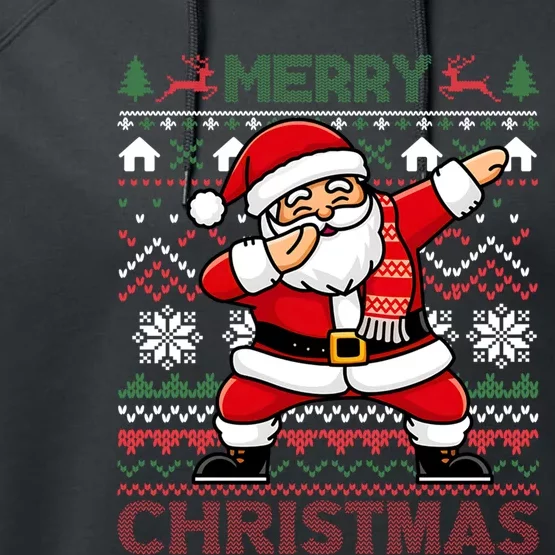 Funny Dabbing Santa Hat Merry Ugly Christmas Tree Xmas Performance Fleece Hoodie