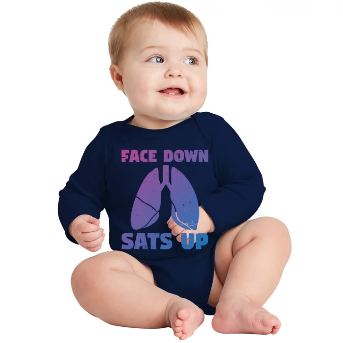 Face Down Sats Up Asthma Gift Baby Long Sleeve Bodysuit