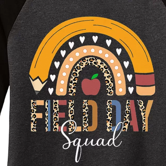 Field Day Squad Rainbow Leopard Last Day Of School Teacher Women's Tri-Blend 3/4-Sleeve Raglan Shirt