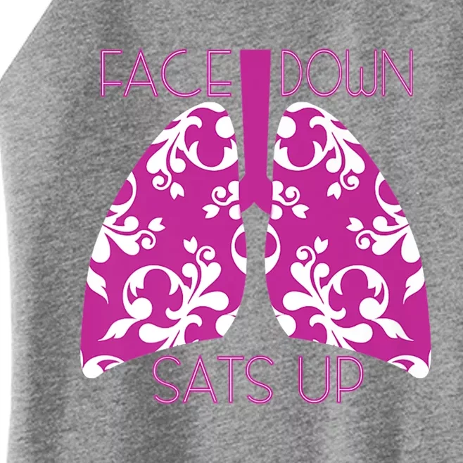 Face Down Sats Up Funny Respiratory Therapist Design Gift Women’s Perfect Tri Rocker Tank