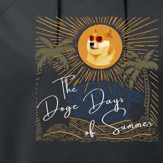 Funny Dogecoin Summer Sun Hodl To The Moon Crypto Currency Performance Fleece Hoodie