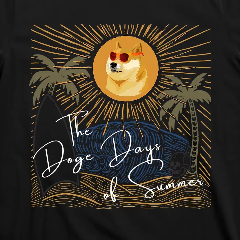 Funny Dogecoin Summer Sun Hodl To The Moon Crypto Currency T-Shirt