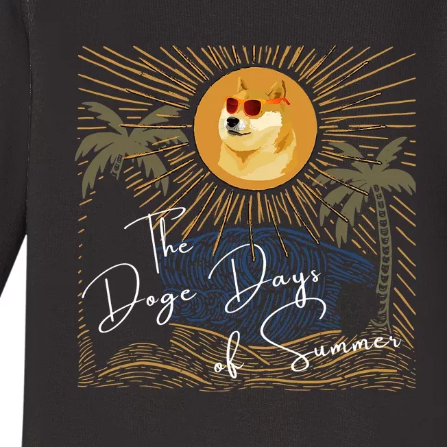 Funny Dogecoin Summer Sun Hodl To The Moon Crypto Currency Baby Long Sleeve Bodysuit