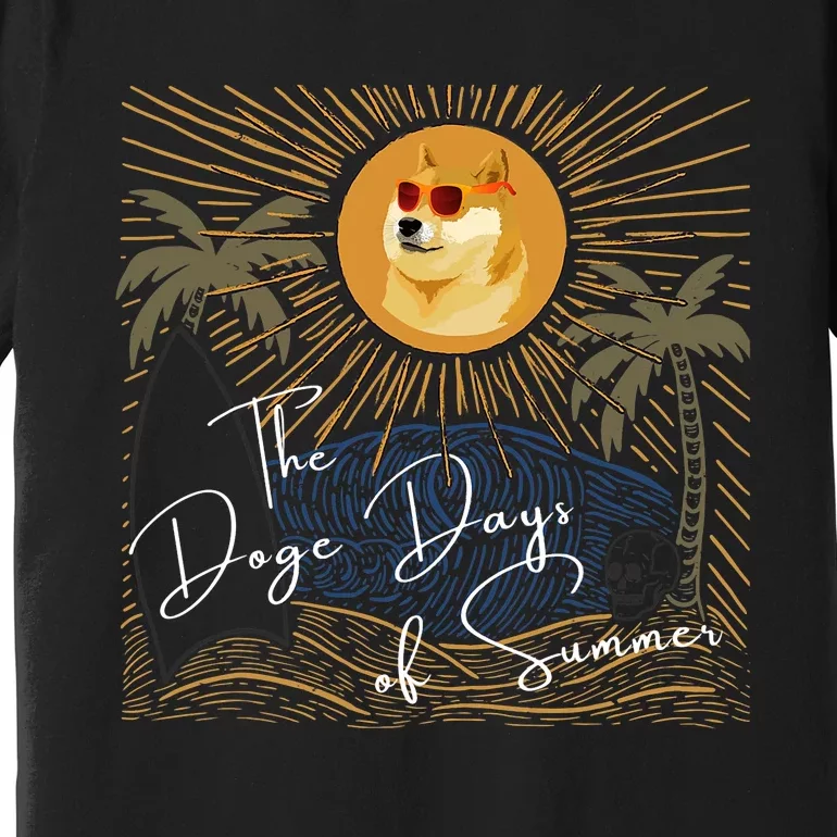 Funny Dogecoin Summer Sun Hodl To The Moon Crypto Currency Premium T-Shirt