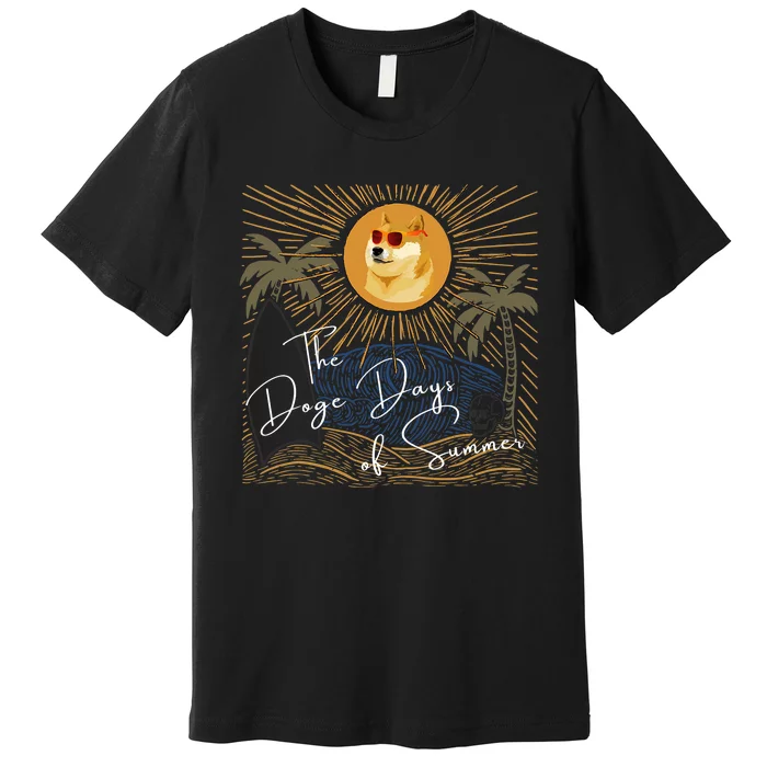 Funny Dogecoin Summer Sun Hodl To The Moon Crypto Currency Premium T-Shirt