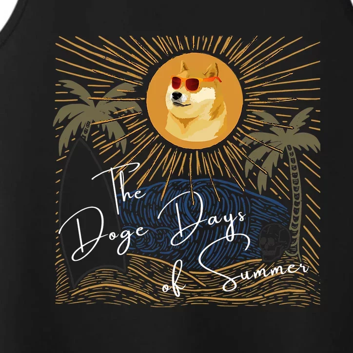 Funny Dogecoin Summer Sun Hodl To The Moon Crypto Currency Performance Tank