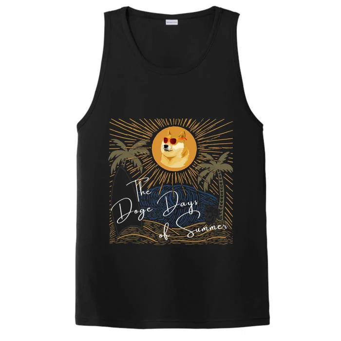 Funny Dogecoin Summer Sun Hodl To The Moon Crypto Currency Performance Tank