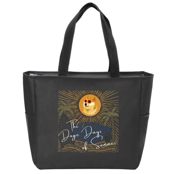 Funny Dogecoin Summer Sun Hodl To The Moon Crypto Currency Zip Tote Bag