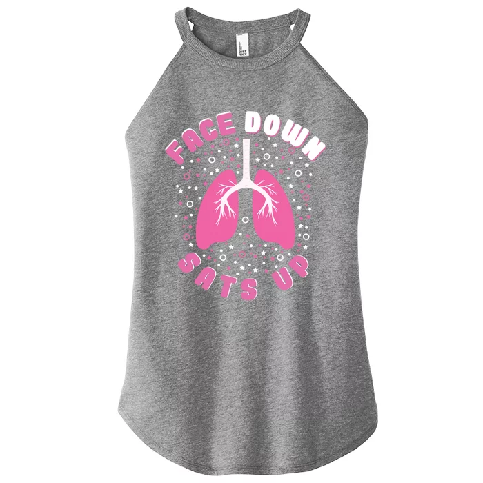 Face Down Sats Up Respiratory Therapist Therapy Funny Rt Gift Women’s Perfect Tri Rocker Tank