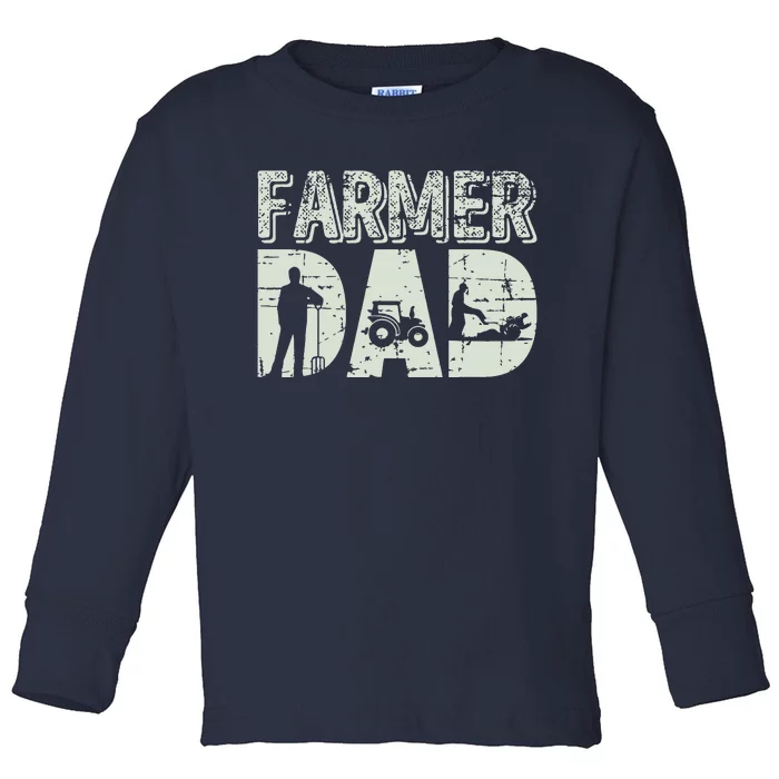 Farmer Dad Shirts Farm Farming Fathers Day Gift Tractor Toddler Long Sleeve Shirt