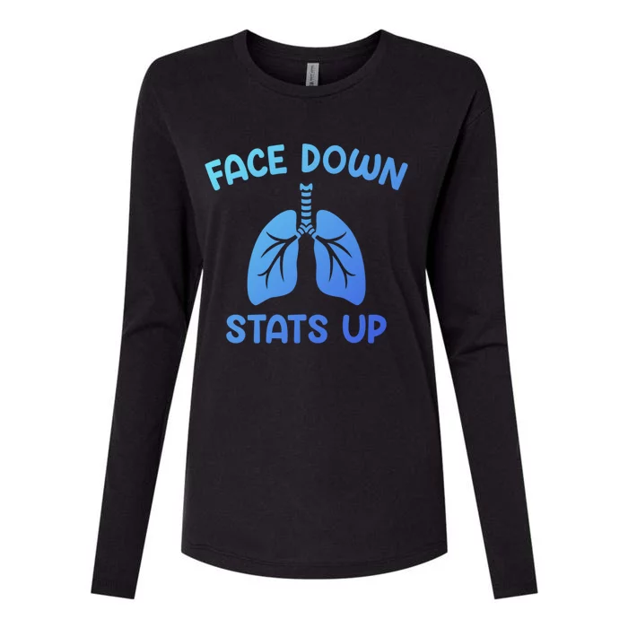 Face Down Sats Up Respiratory Therapist Cool Gift Womens Cotton Relaxed Long Sleeve T-Shirt