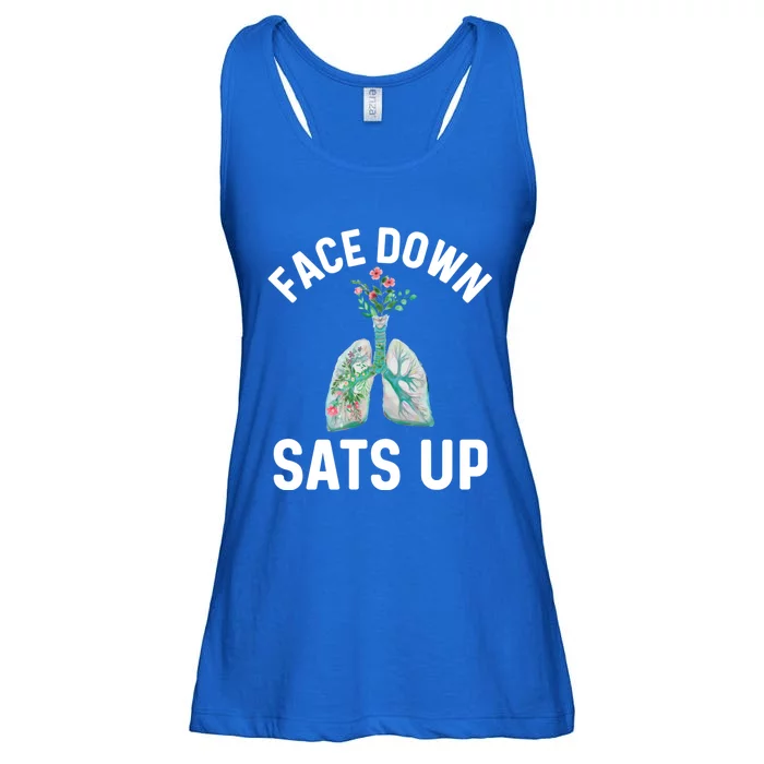 Face Down Sats Up Respiratory Therapy Lung Health Icu Nurse Gift Ladies Essential Flowy Tank