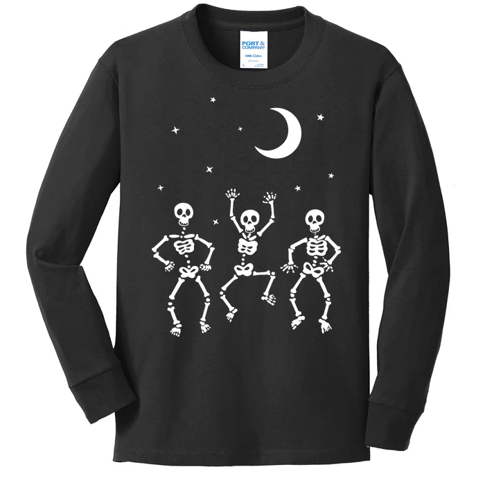 Funny Dancing Skeleton Kids Long Sleeve Shirt