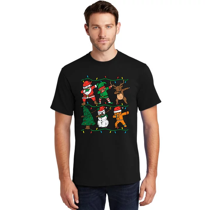 Festive Dabbing Santa Elf Reindeer Pajamas Tall T-Shirt