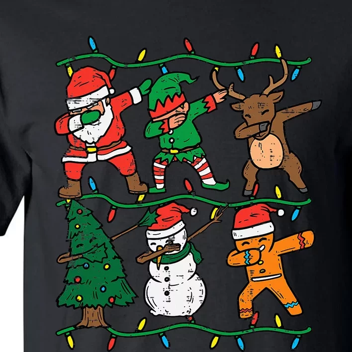 Festive Dabbing Santa Elf Reindeer Pajamas Tall T-Shirt