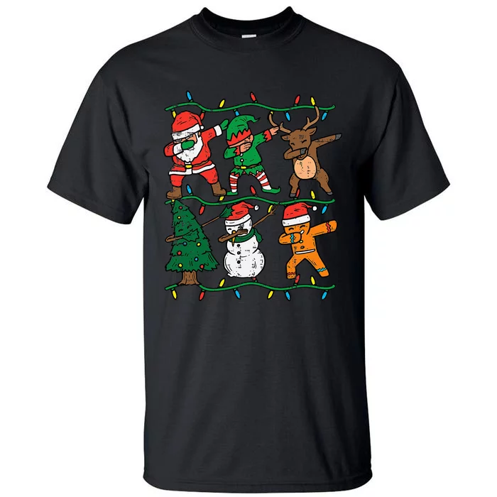 Festive Dabbing Santa Elf Reindeer Pajamas Tall T-Shirt