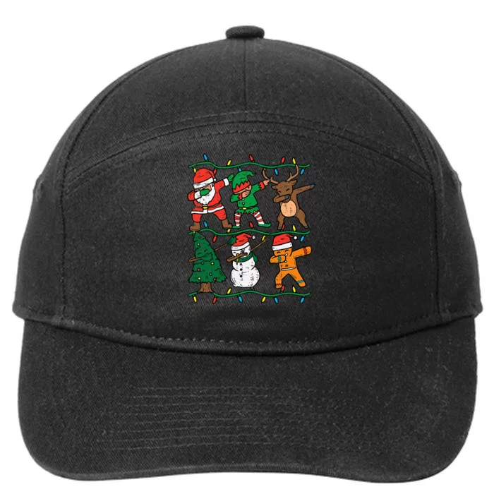 Festive Dabbing Santa Elf Reindeer Pajamas 7-Panel Snapback Hat