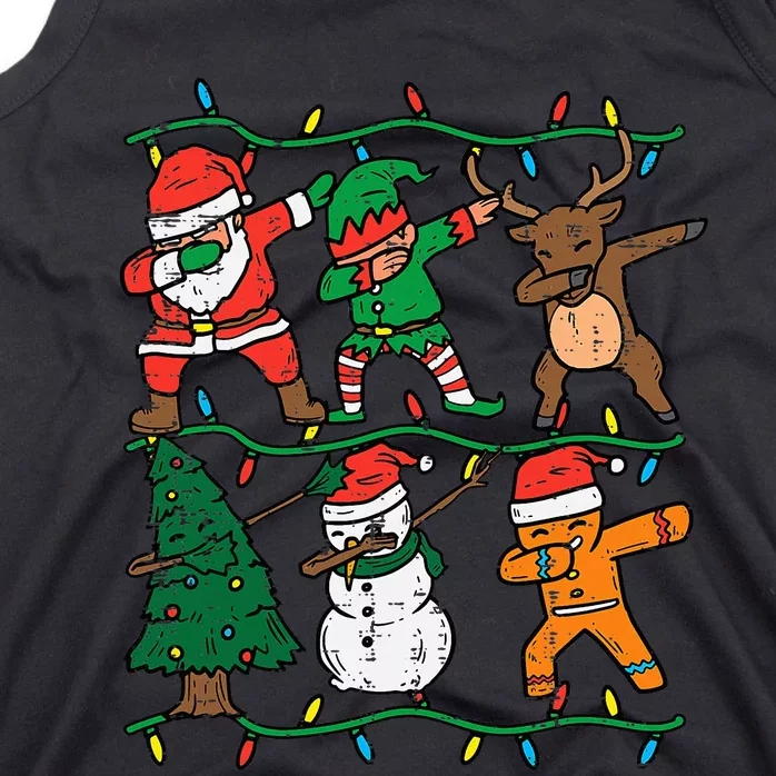 Festive Dabbing Santa Elf Reindeer Pajamas Tank Top