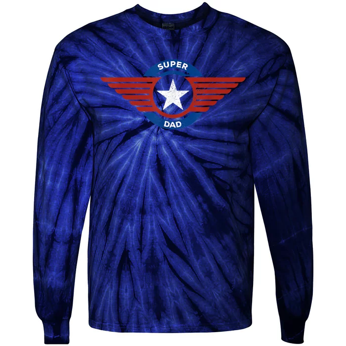 Father's Day Super Hero Dad Father And Protector Tie-Dye Long Sleeve Shirt