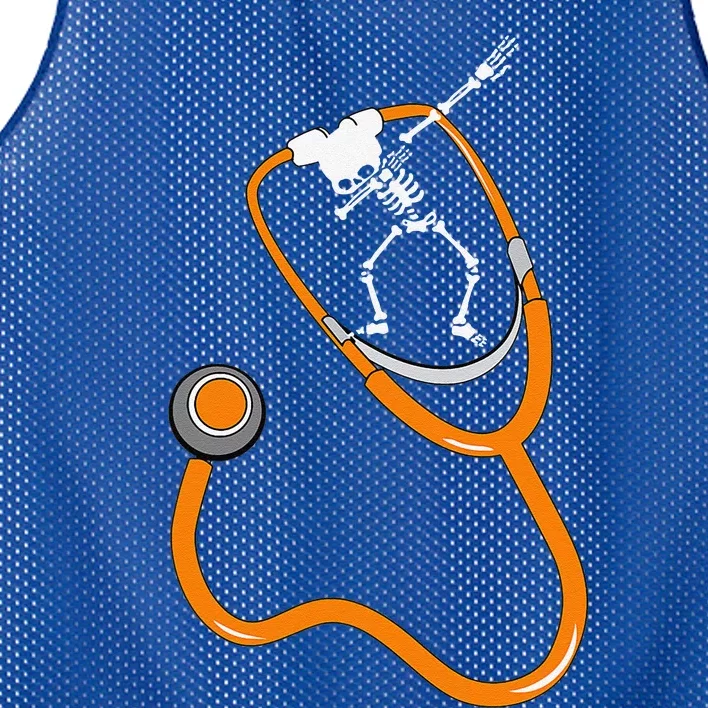 Funny Dabbing Skeleton Doctor Nurse Halloween Stethoscope Mesh Reversible Basketball Jersey Tank