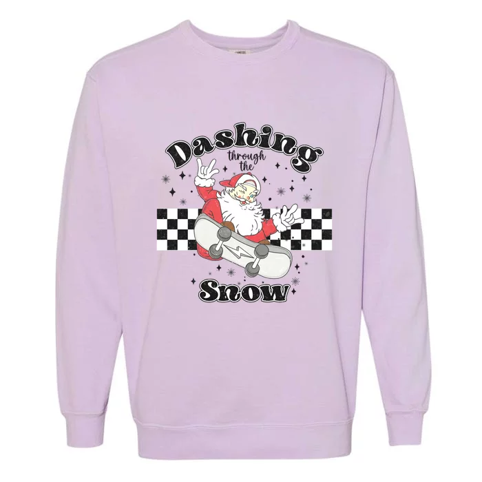 Funny Dashing Snow Retro Christmas Garment-Dyed Sweatshirt