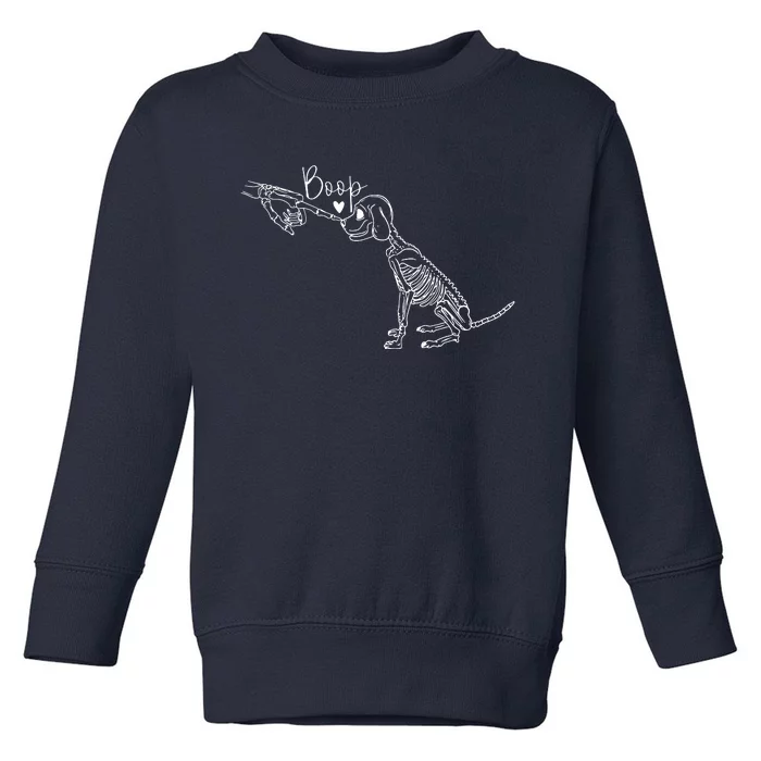 Funny Dog Skeleton Hand Boop Halloween Puppy Dog Lover Gift Toddler Sweatshirt