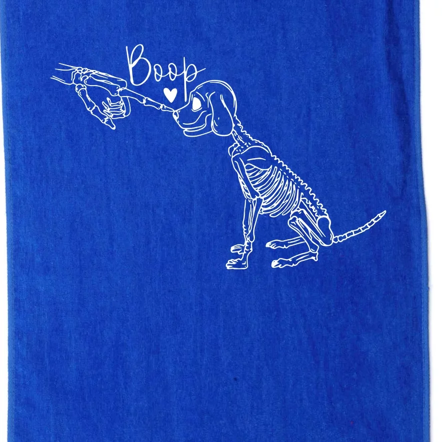 Funny Dog Skeleton Hand Boop Halloween Puppy Dog Lover Gift Platinum Collection Golf Towel