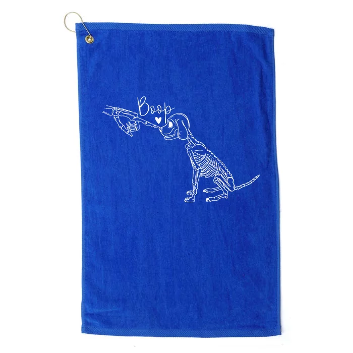 Funny Dog Skeleton Hand Boop Halloween Puppy Dog Lover Gift Platinum Collection Golf Towel