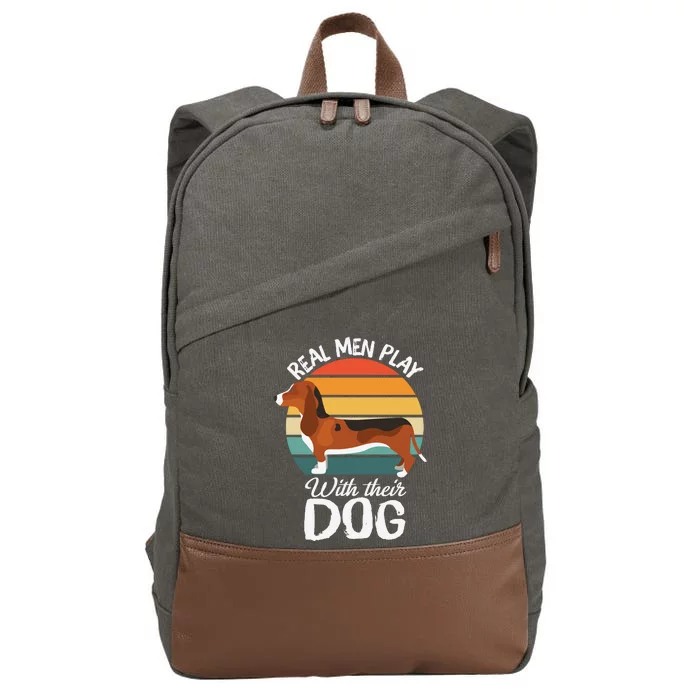 Funny Dog Slogan Funny Dog Lover Retro Sunset Dog Quote Cotton Canvas Backpack