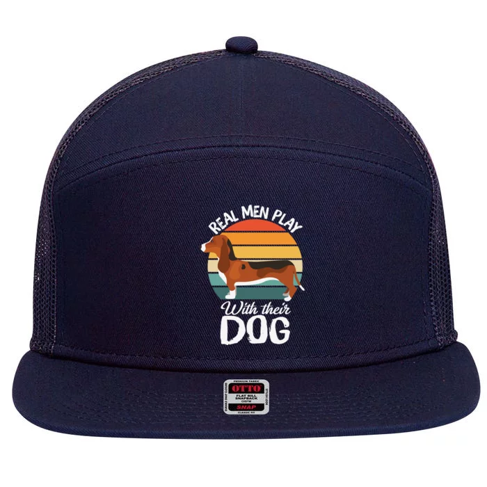 Funny Dog Slogan Funny Dog Lover Retro Sunset Dog Quote 7 Panel Mesh Trucker Snapback Hat