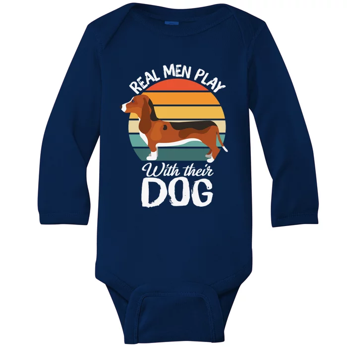 Funny Dog Slogan Funny Dog Lover Retro Sunset Dog Quote Baby Long Sleeve Bodysuit