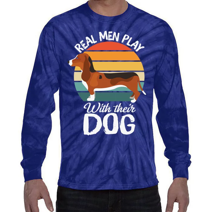 Funny Dog Slogan Funny Dog Lover Retro Sunset Dog Quote Tie-Dye Long Sleeve Shirt