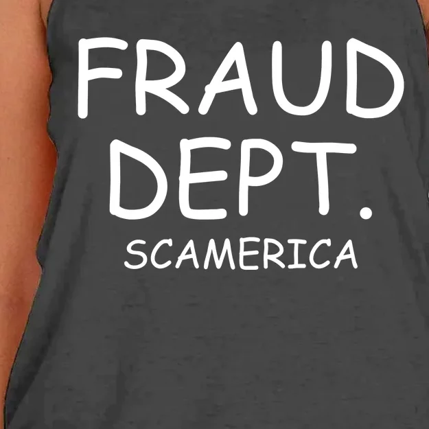 Fraud Dept Scam America Women's Knotted Racerback Tank