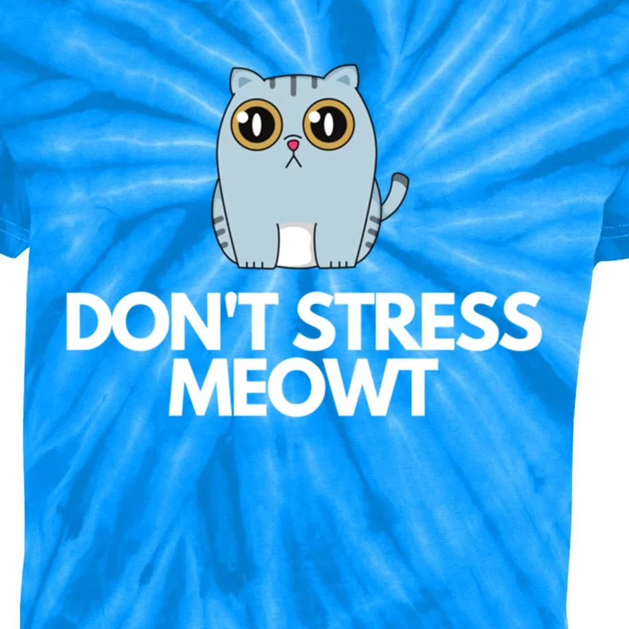 Funny Don't Stress Meowt Humorous Cat Pun Quote Gift Kids Tie-Dye T-Shirt