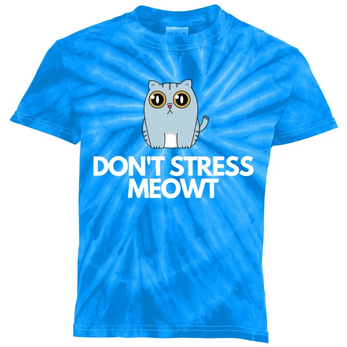 Funny Don't Stress Meowt Humorous Cat Pun Quote Gift Kids Tie-Dye T-Shirt