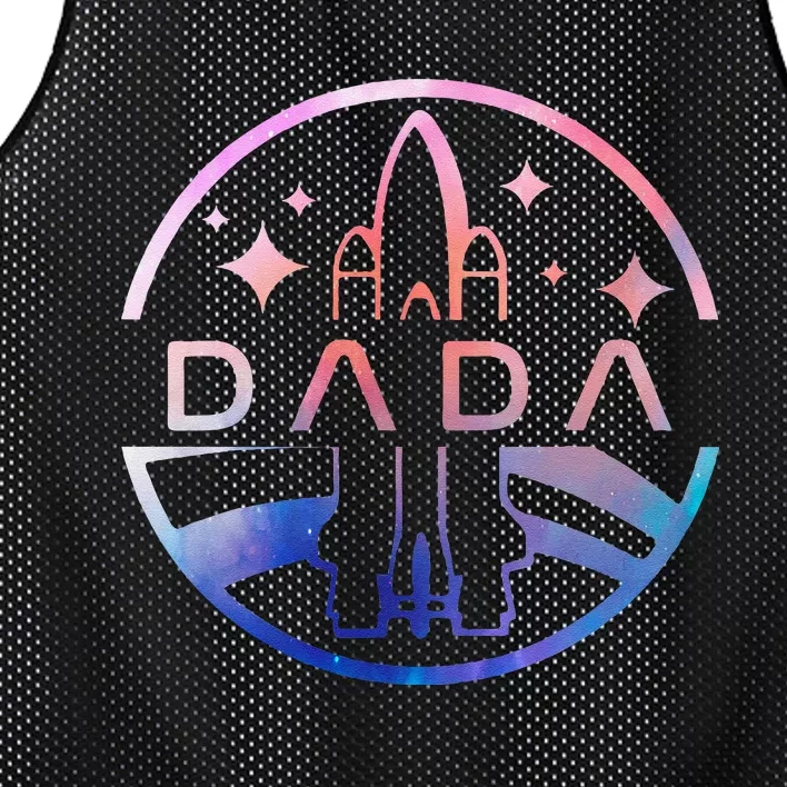 Funny Dada Space Astronaut Rocket Birthday Party Mesh Reversible Basketball Jersey Tank