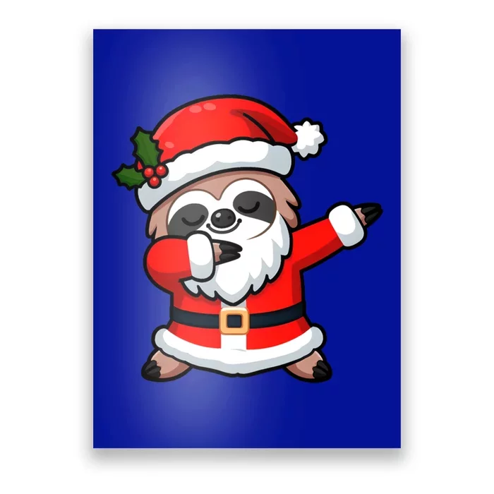 Funny Dabbing Sloth In Santa Claus Christmas Costume Xmas Cool Gift Poster