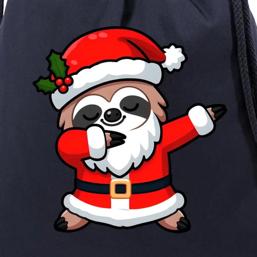 Funny Dabbing Sloth In Santa Claus Christmas Costume Xmas Cool Gift Drawstring Bag